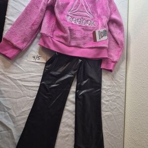 Reebok Fuchsia Sweaand Black Pants Flair Legs Set